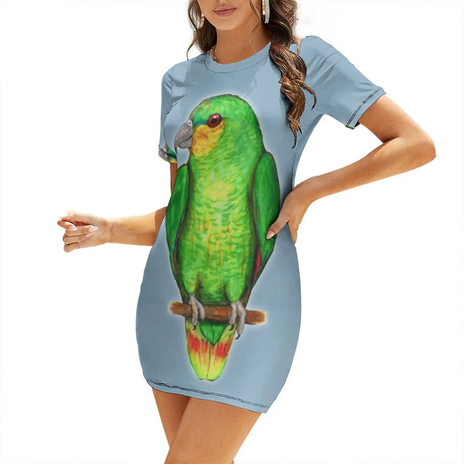Summer Clothing Amazon - Abito a maniche corte con pappagallo