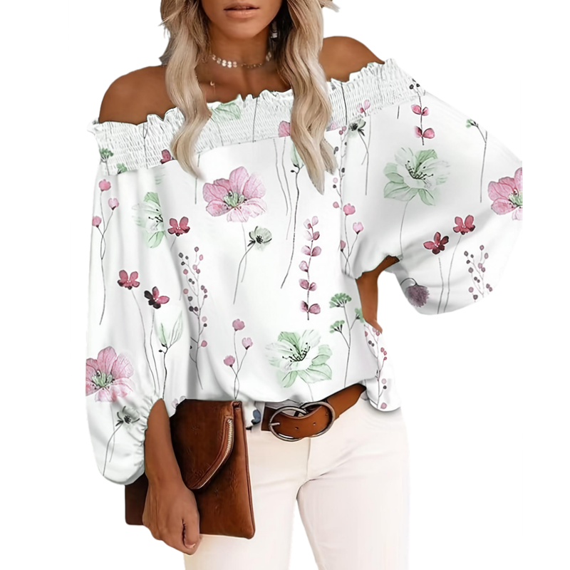 Off Shoulder Blouse - Camicetta da donna taglie forti, nuova,