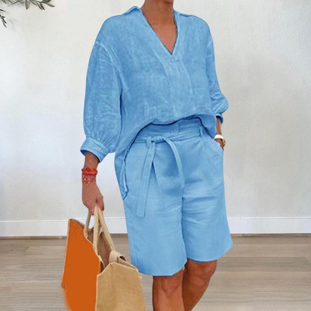Summer Clothing Linen - Completo due pezzi da donna in