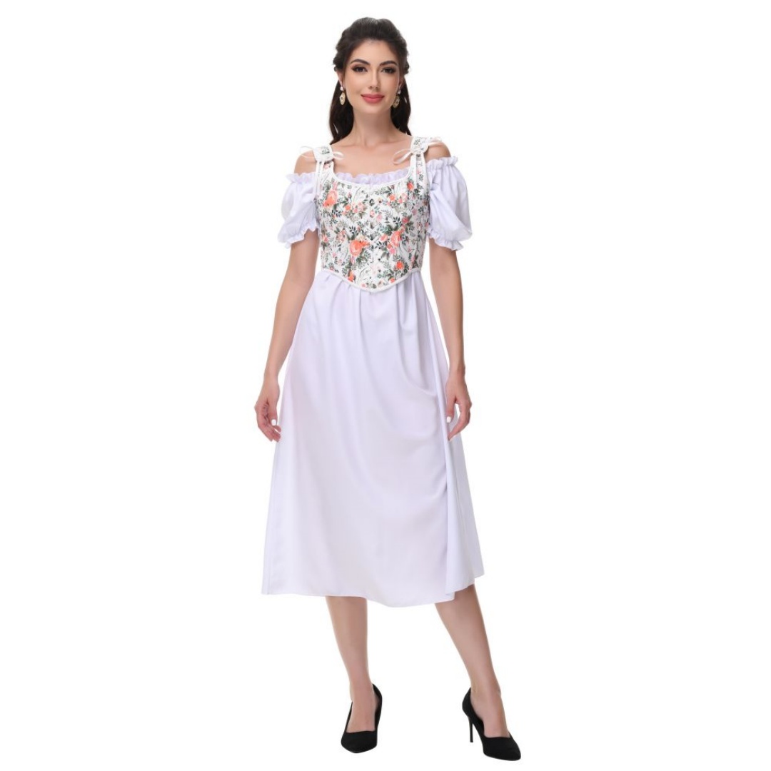 Summer Victorian Clothing - Abito estivo in cotone bianco solido