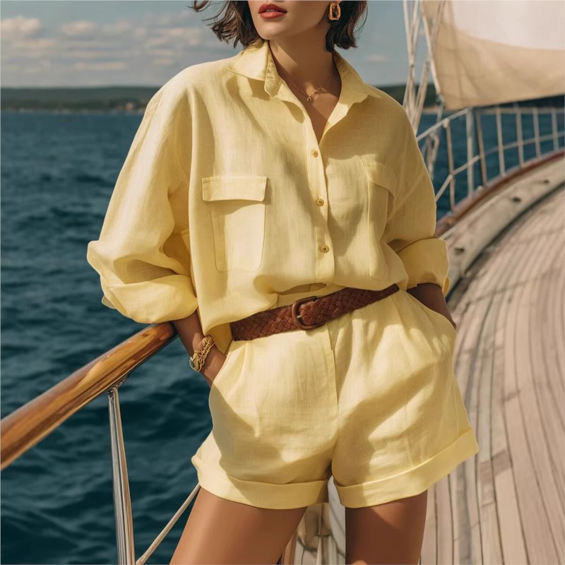 Completi Due Pezzi Blu da Donn - Summer Clothing Linen recensione e prezzo