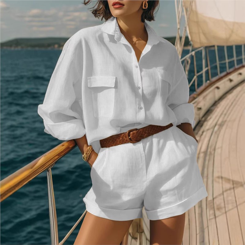 Completi Due Pezzi Blu da Donn - Summer Clothing Linen recensione e prezzo