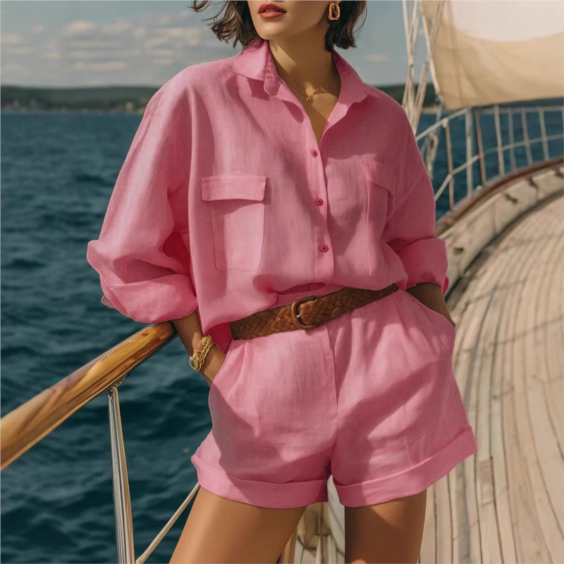 Completi Due Pezzi Blu da Donn - Summer Clothing Linen recensione e prezzo